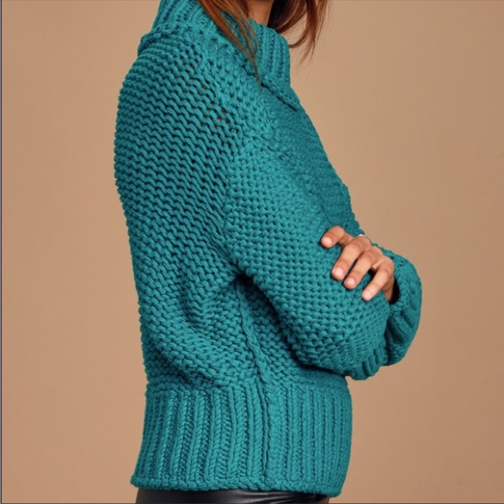 FREE PEOPLE My Only Sunshine Sweater Torquoise NWT - Picture 10 of 11